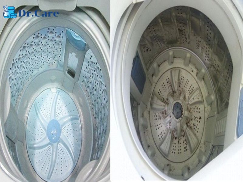 Máy giặt trước và sau khi vệ sinh
